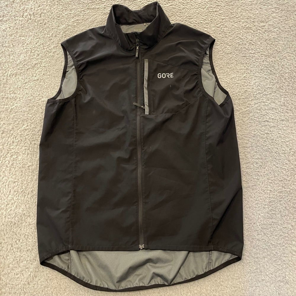 Gore Bike Wear C3 GoreTex Infinium Cycling Vest Mens L Black Reflective Full Zip